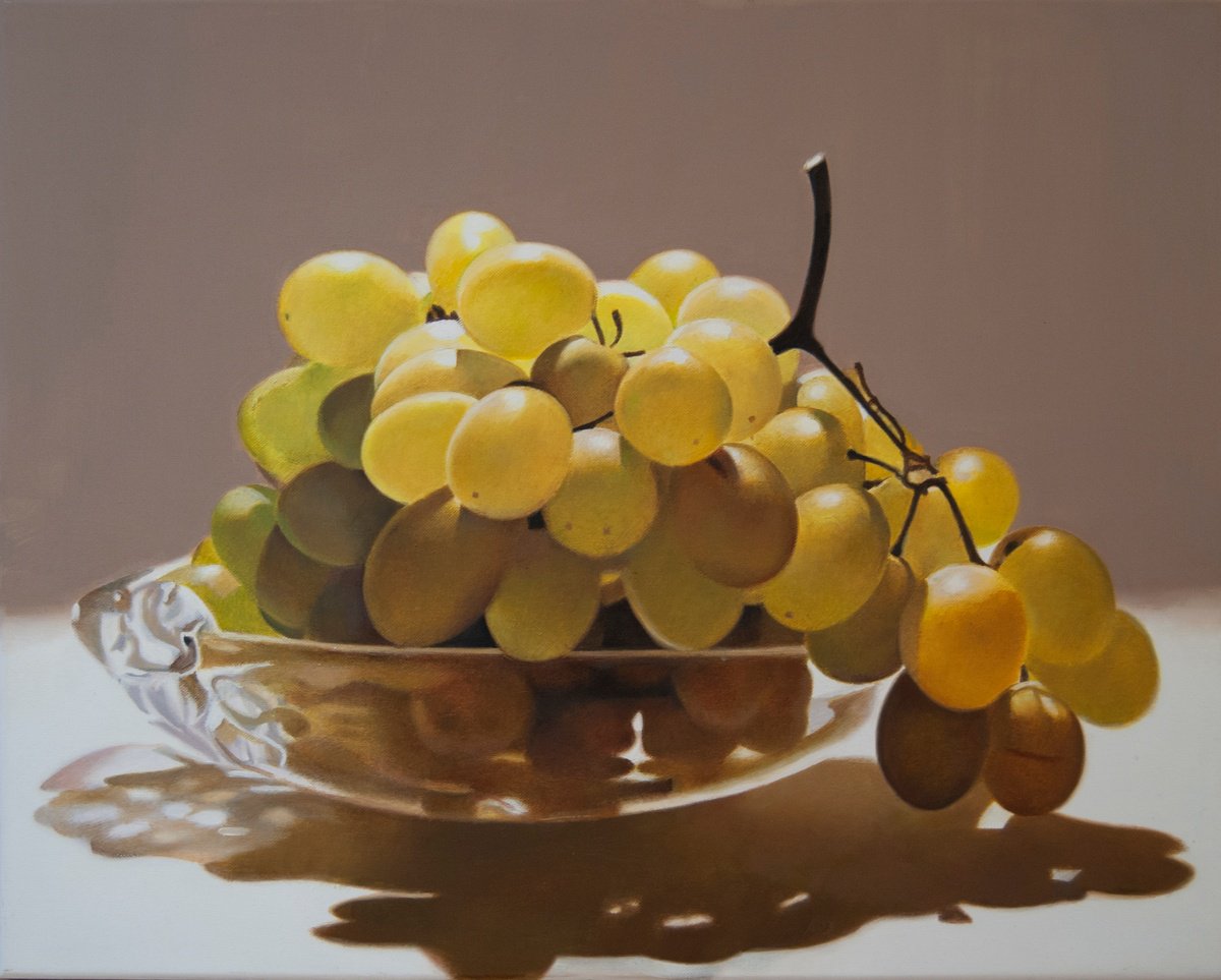 Photorealistic Botanical Oil Painting By Valeri Tsvetkov, 20 X 16", Grapes, Original Artwork