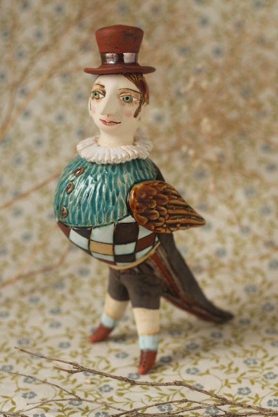 Funny bird III. Ceramic sculpture