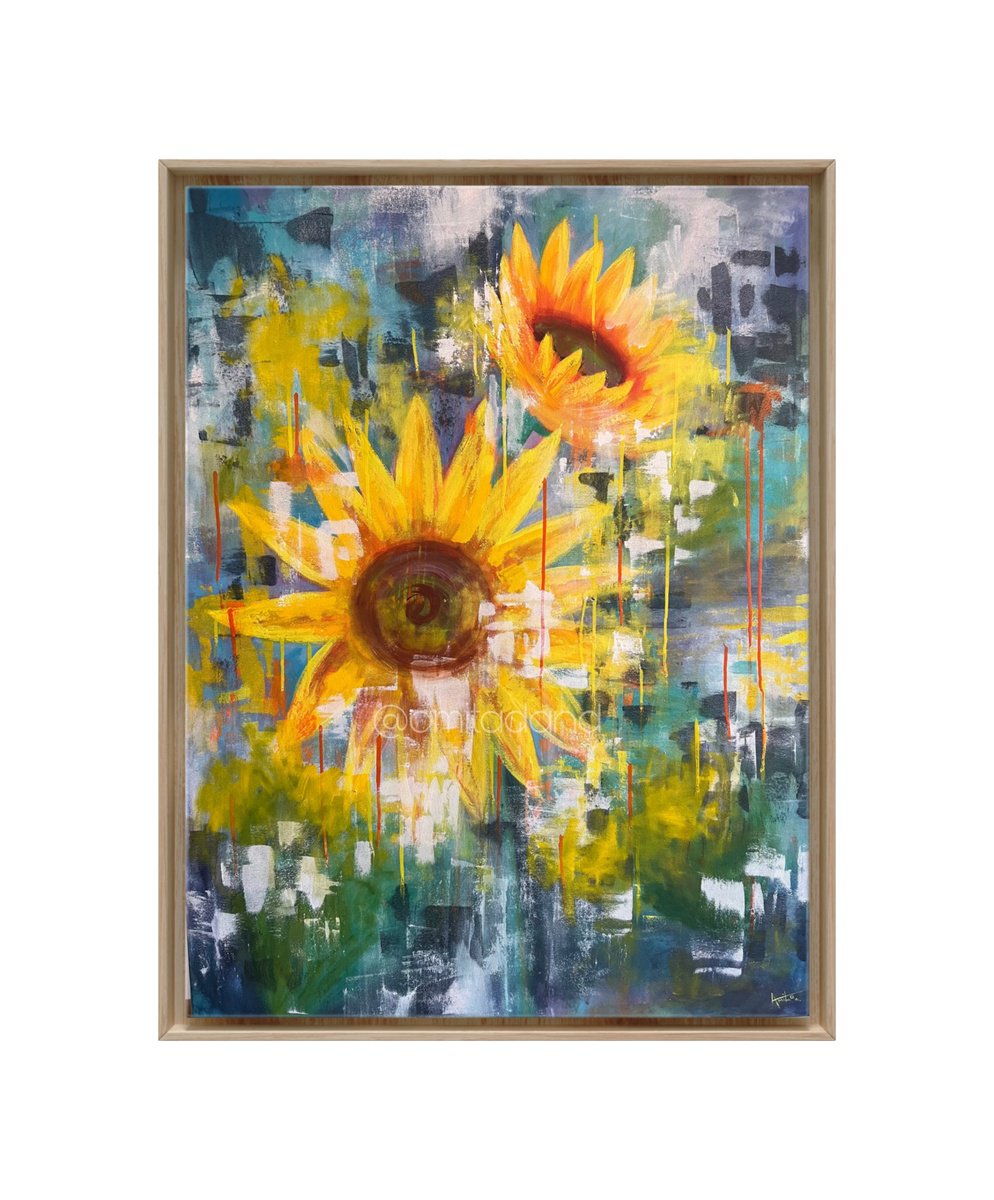 Let me be free ! Abstract Sunflower art by Amita Dand