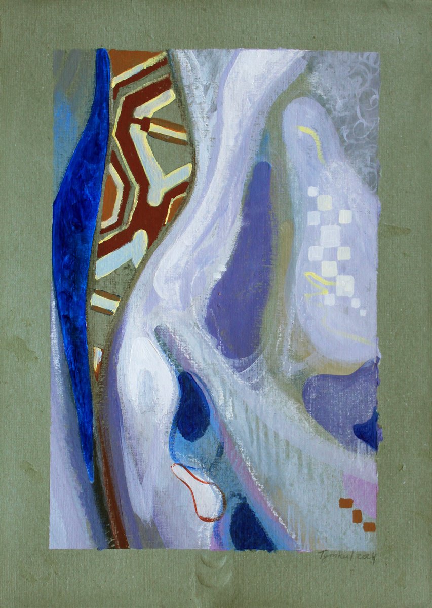 Geometric Portrait Acrylic Painting By Iryna Tymkul, 8 X 11, The Girl On The Background Of The Wallpaper, Original Artwork