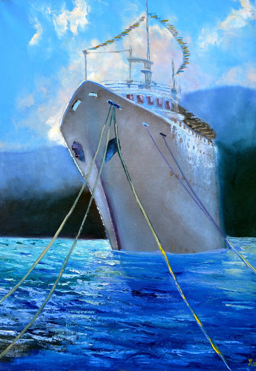The Harbor Silence: Giant At Rest By Lumina Studio, 20 X 28, Artwork For Sale On Artfinder