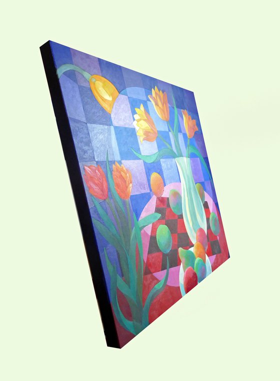 FRUITS AND FLOWERS UNDER SPOTLIGHT