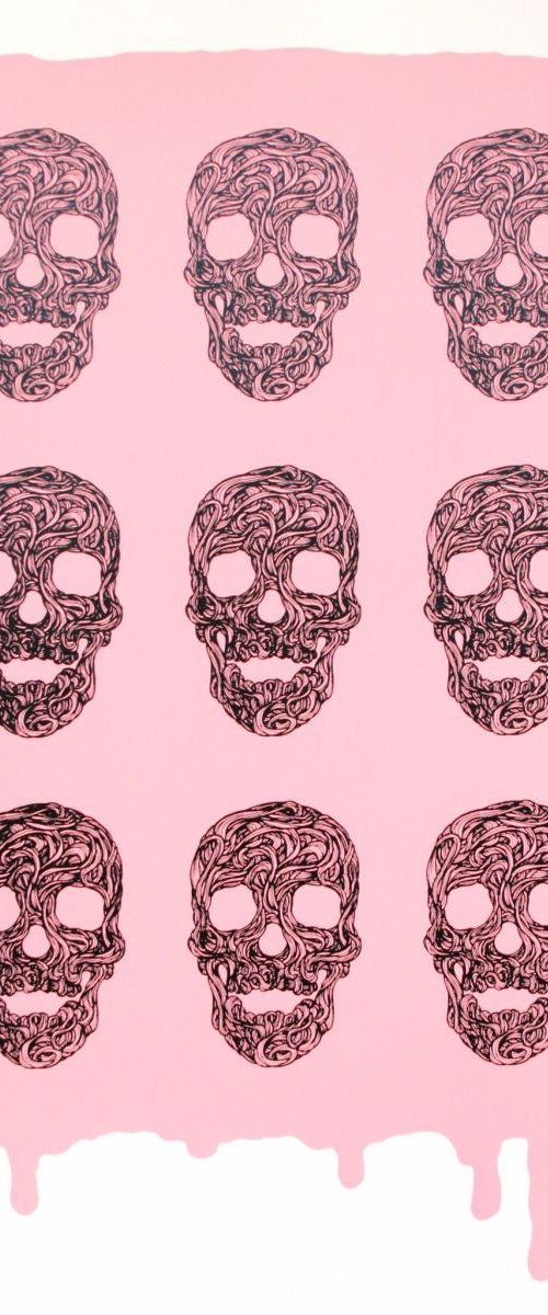 Swirly Skulls on Pink by Wayne Chisnall