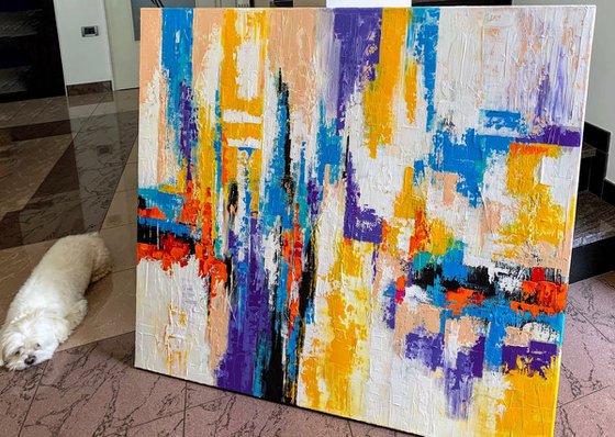 Stay Close To Me - XL LARGE,  TEXTURED ABSTRACT ART, PALETTE KNIFE ART – EXPRESSIONS OF ENERGY AND LIGHT. READY TO HANG!