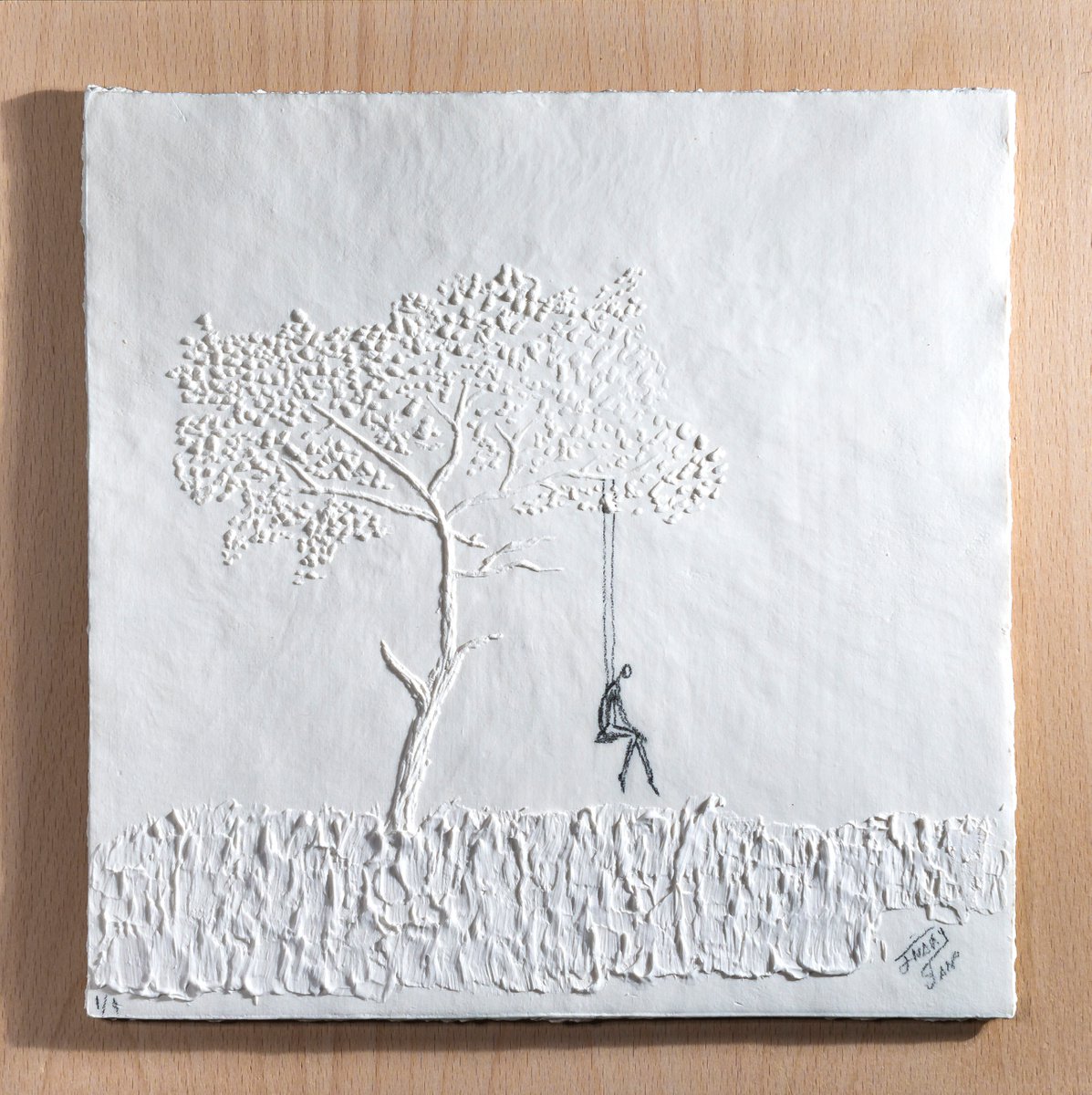 Illustrative Landscape Relief By Inaki San, 12 X 12, Just A Swing, Original Artwork