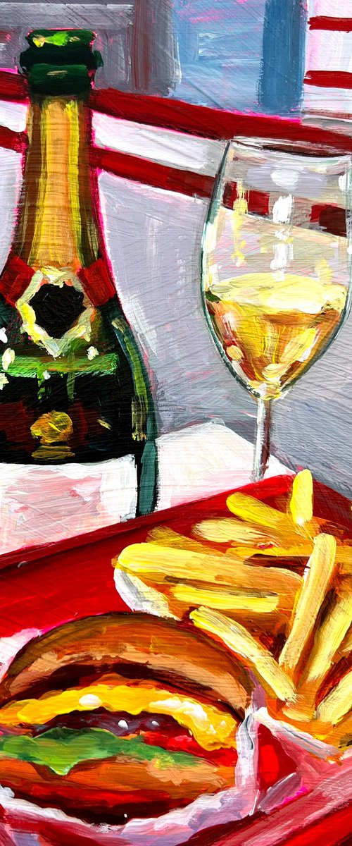 Still Life with in-N-Out and Champagne by Victoria Sukhasyan