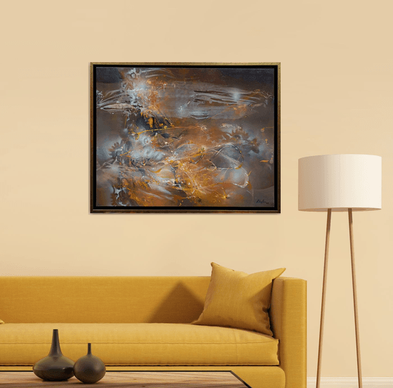 Large framed autumn abstract