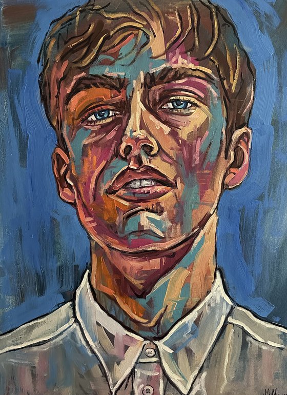 Male portrait painting young man