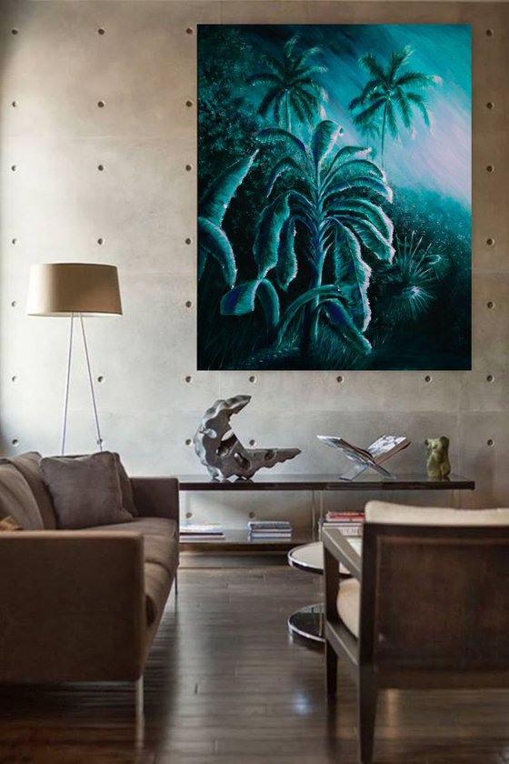 Rain Forest -  EXTRA LARGE  Tropical Impressionistic Home decor Painting