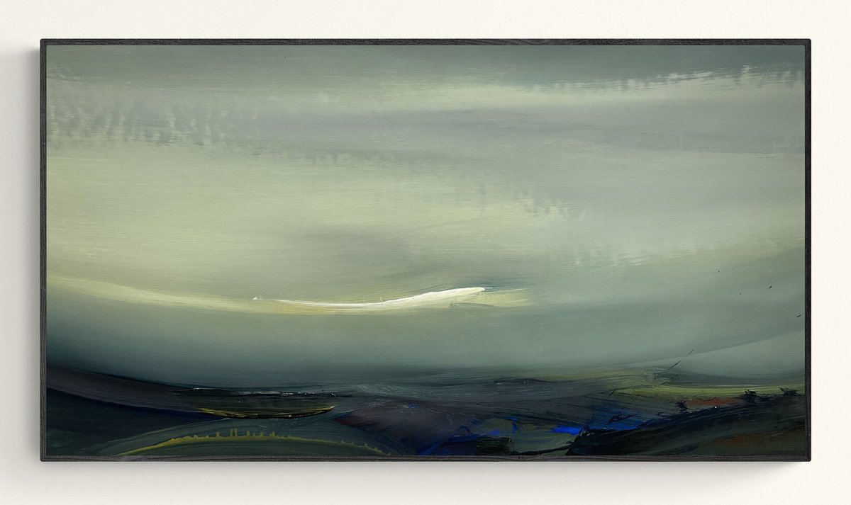 Abstract Landscape Acrylic Painting By Nazarii Medvid, 37 X 20", Depth Of Nature 264, Original Artwork