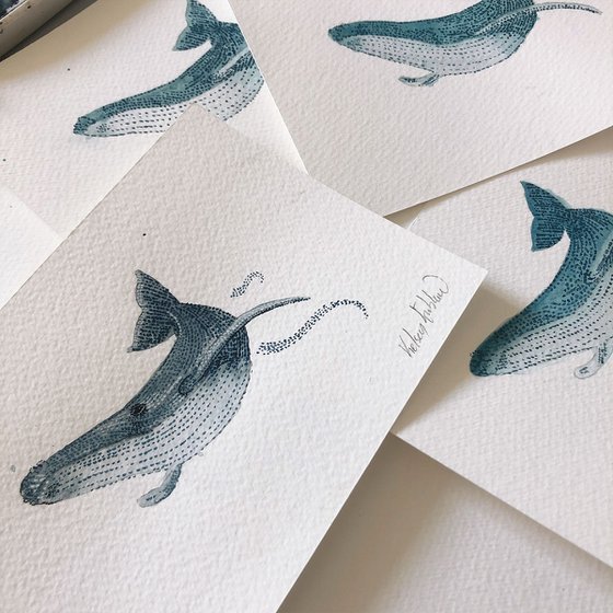 Original Humpback Whale 4.1 x 5.8 inch