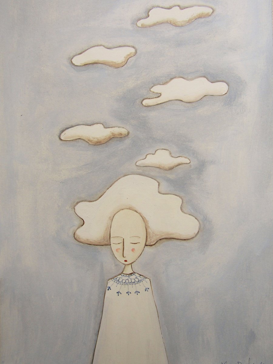 Clouds - oil on paper by Silvia Beneforti