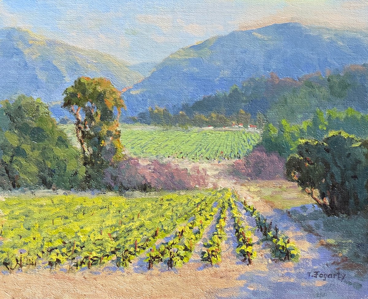 Impressionistic Landscape Oil Painting By Tatyana Fogarty, 10 X 8", Sierra Foothills Vineyards, Original Artwork
