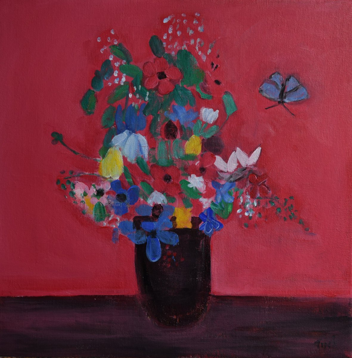 Still Life with Flowers and Butterflies by Jo Tuck