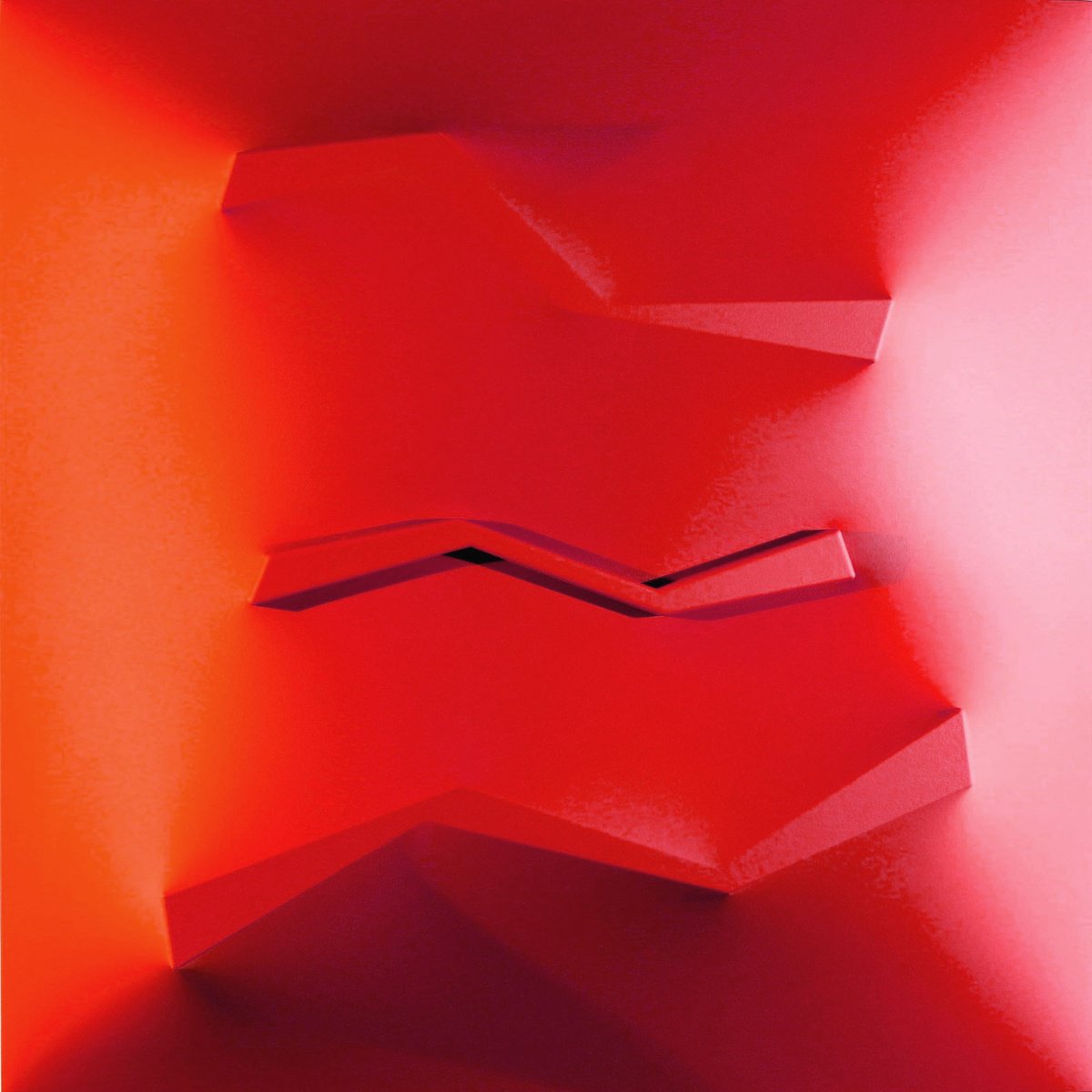 Geometric Abstract Sculpture By Alessandro Butera, 31 X 31, Italian Style Red Geometries, Original Artwork