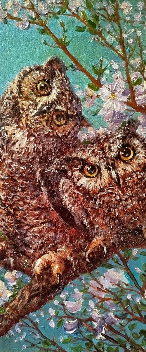 Spring landscape with owls by Dmitrij Tikhov