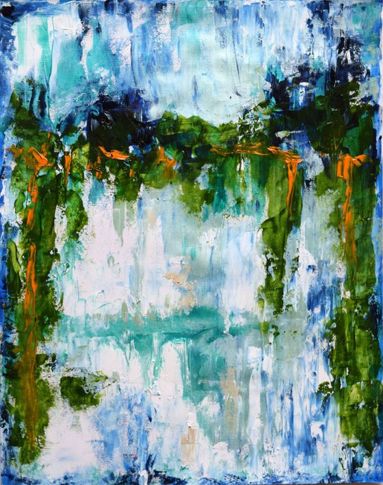 Far away /Original Abstract Large Modern Contemporary  Glossy Water Wall Art By Anna Sidi