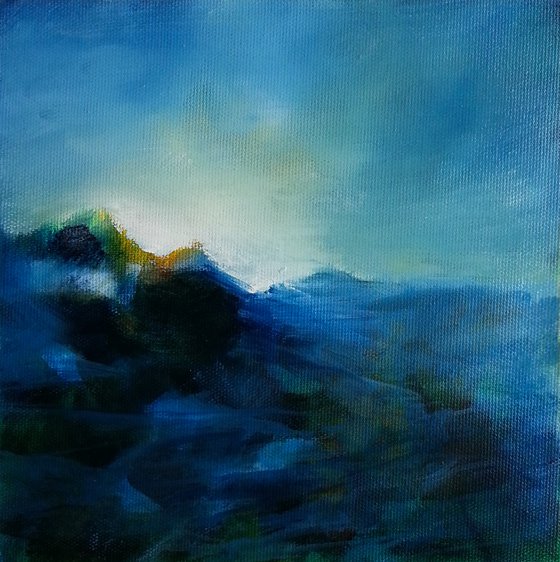 Mountain at dawn - oil painting