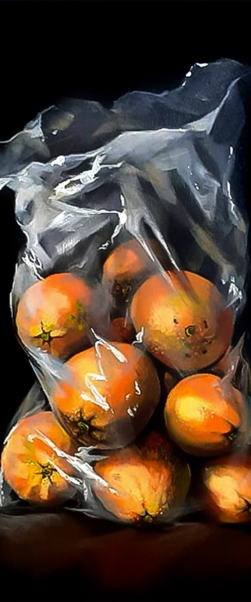 Oranges  on black by Maria Kireev