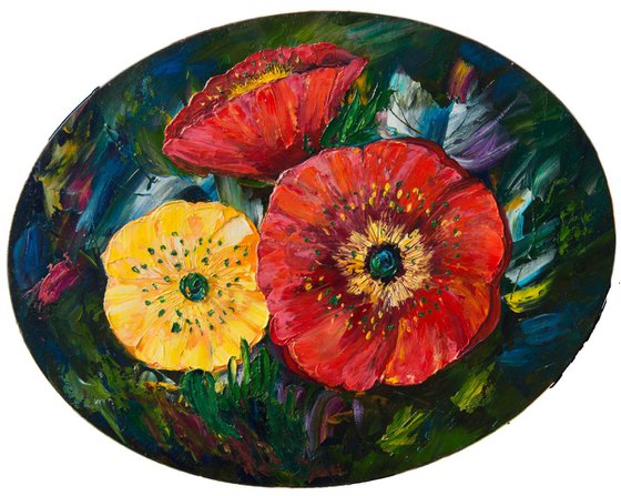 Poppies in oval