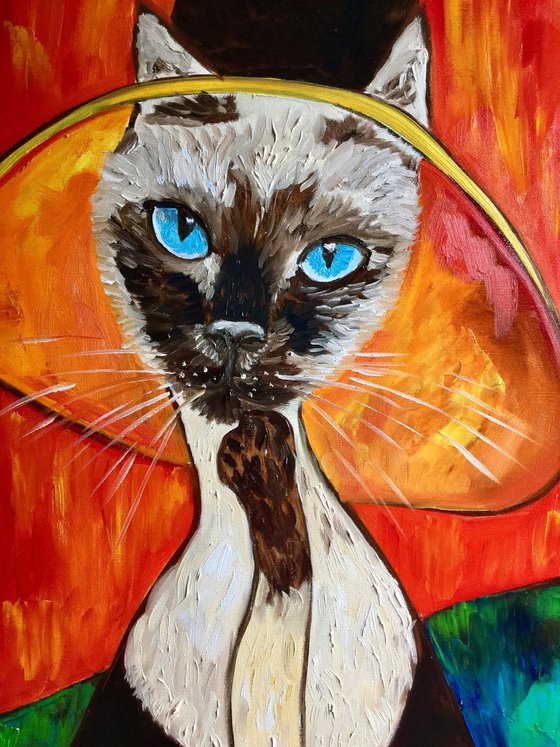 Cat  in a Hat, inspired by Amedeo Clemente Modigliani