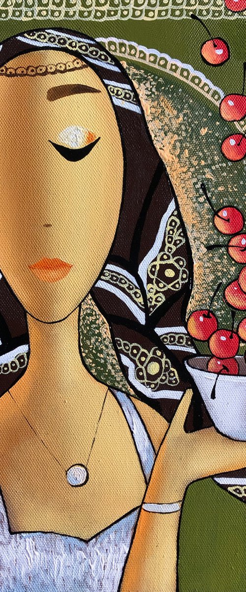 Original small woman oil canvas painting by Kate Kulish