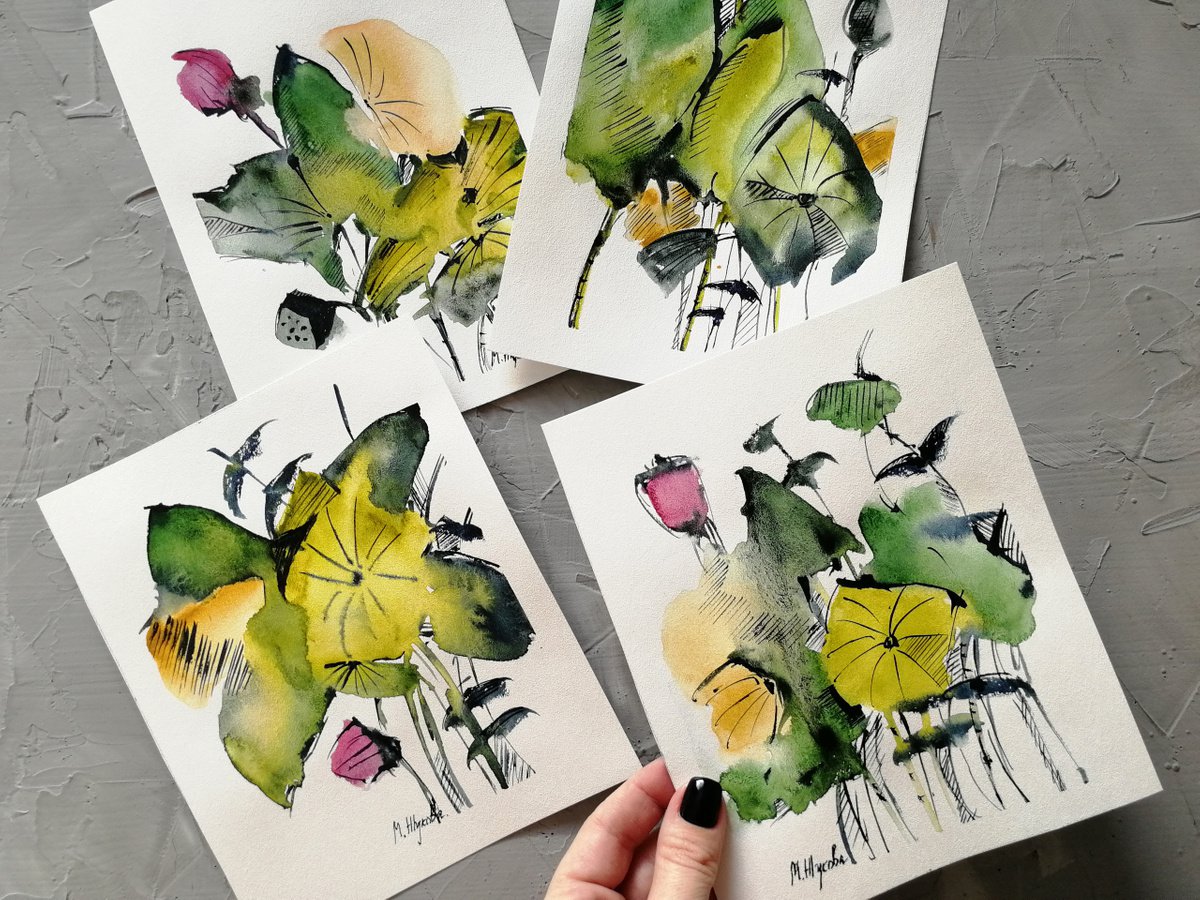 Lotus flower painting by Marina Zhukova