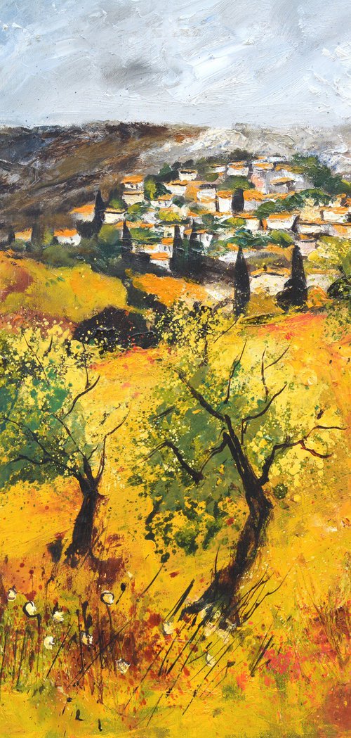 Village and olivetrees  in Provence 8723 by Pol Henry Ledent