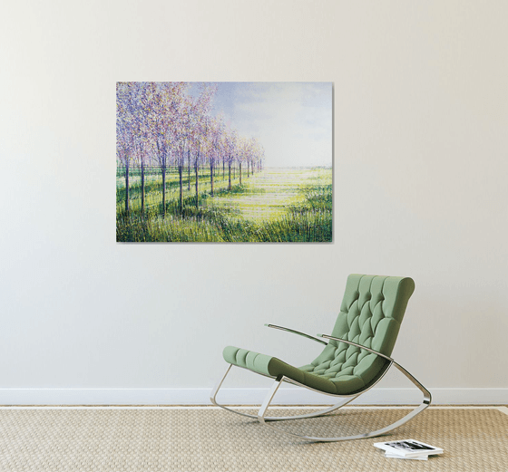 Meadow With Trees In Blossom