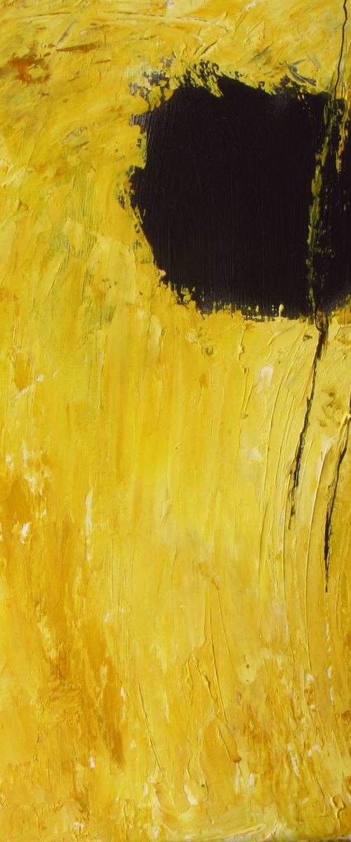 Nightflower - yellow and black acrylic abstract painting by Karin Goeppert