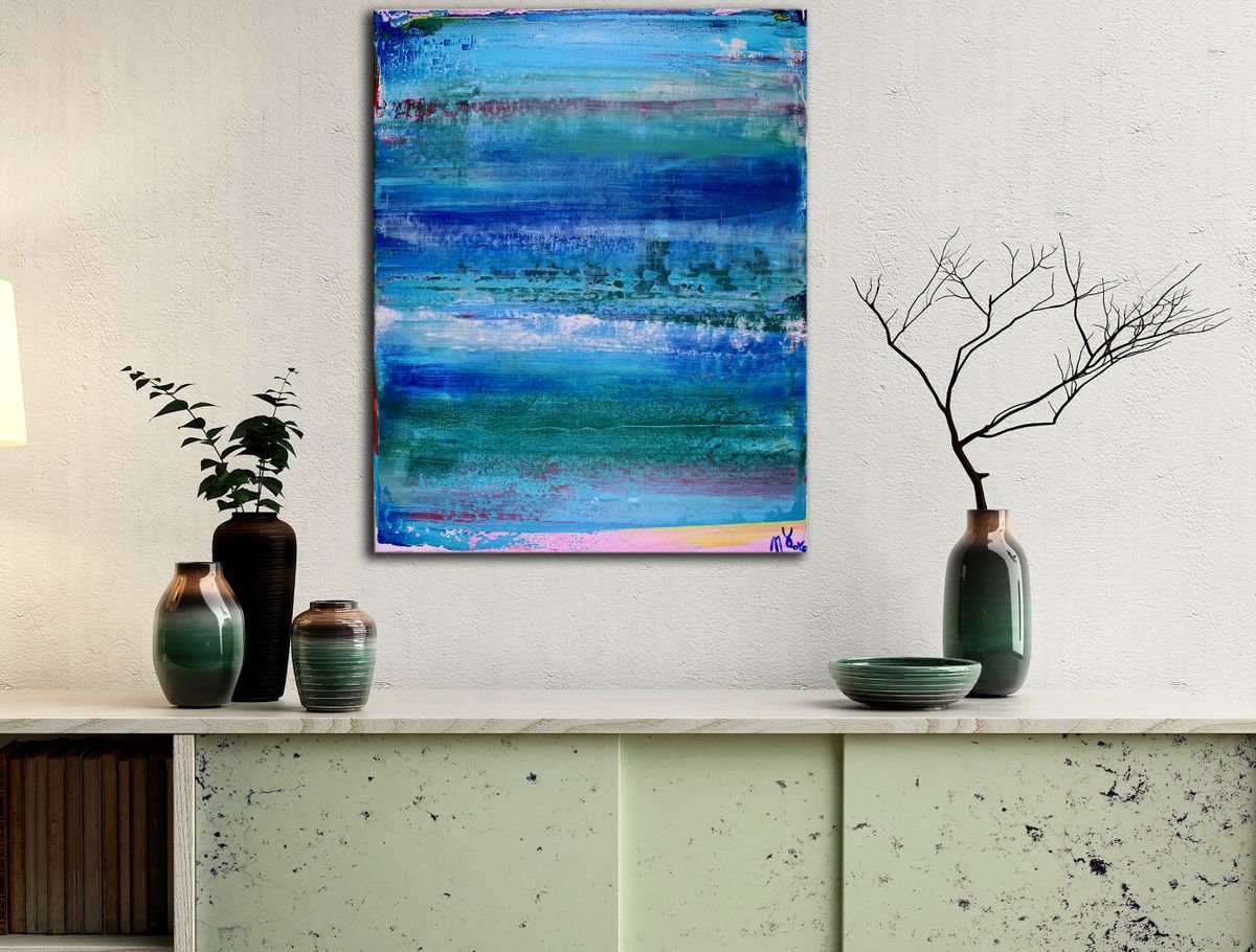 Abstract Acrylic Painting By Nestor Toro, 16 X 20", Cloudy Skies 1, Original Artwork