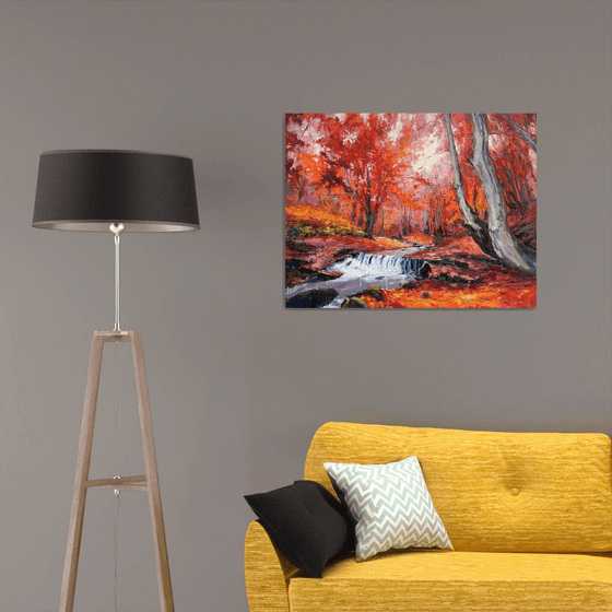 " river in autumn forest "