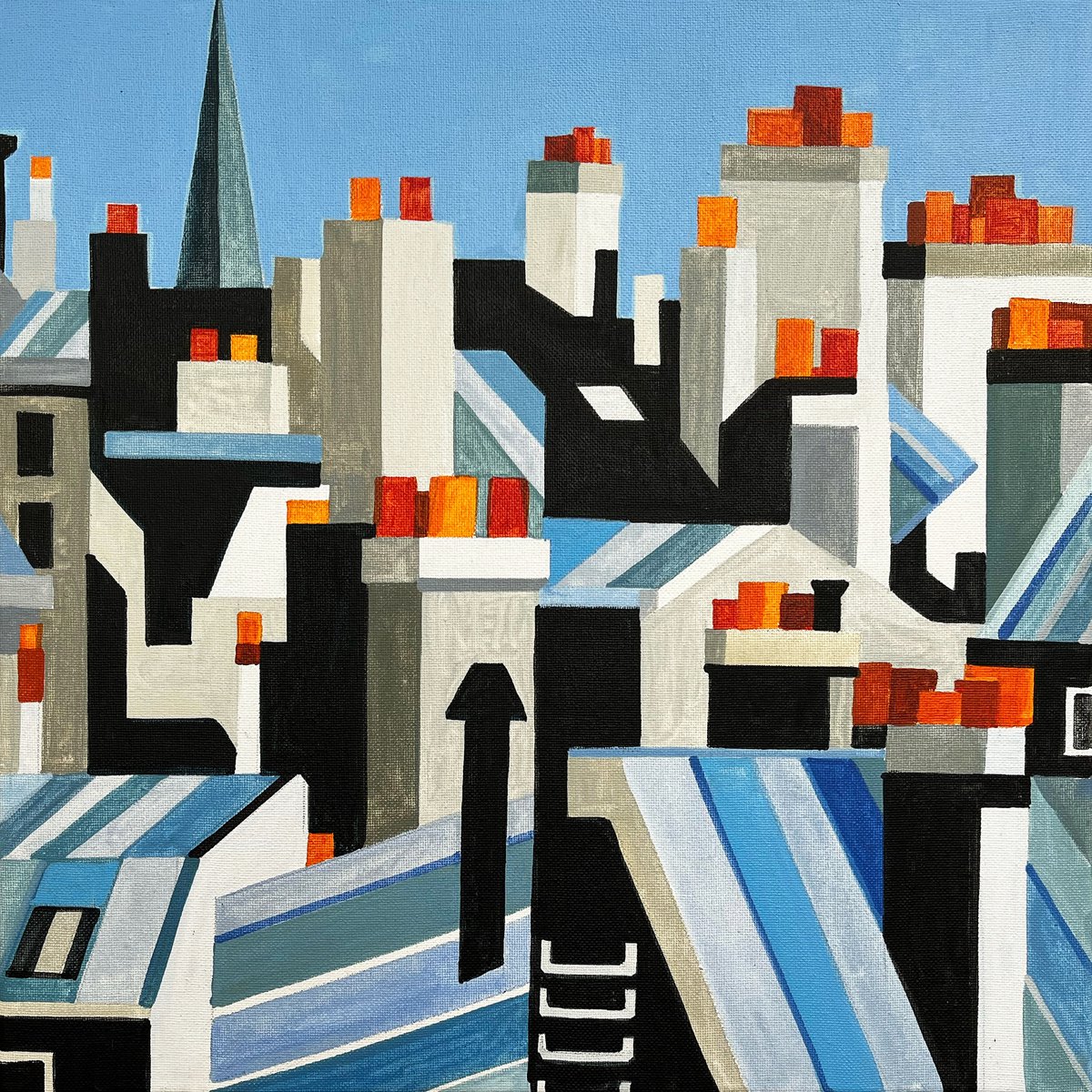 Urban And Pop Acrylic Painting , Paris-Roofs_01C By Andre Baldet, 16 X 16, Artwork For Sale On Artfinder