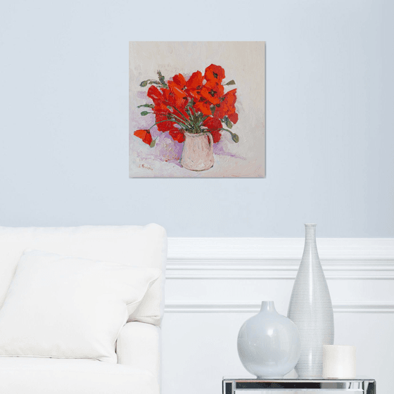 Wild Poppies on the White Background