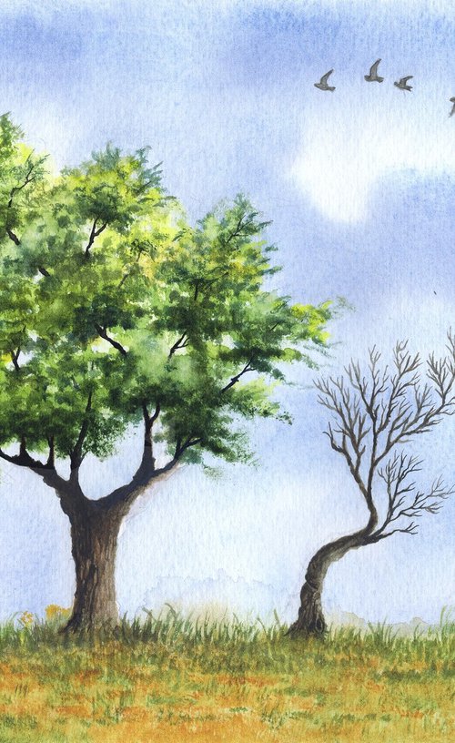 Two trees in the field by Shweta  Mahajan