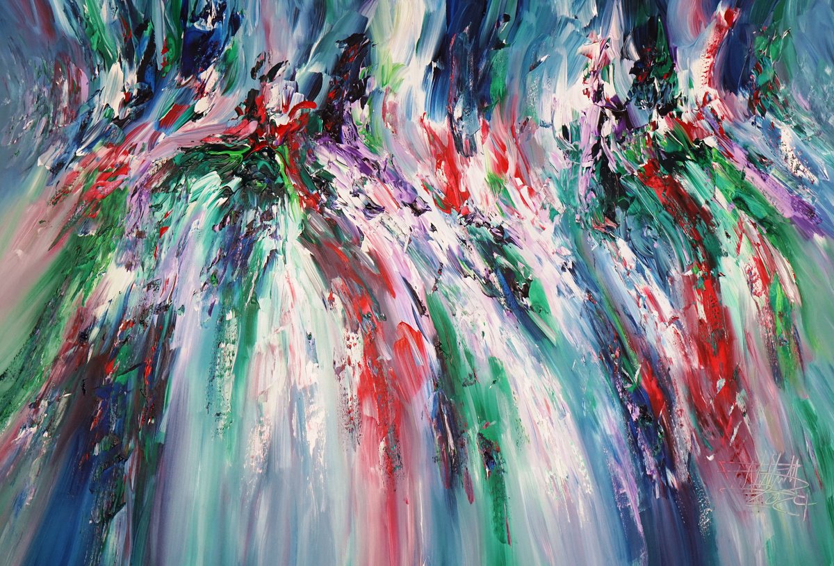 Abstract Acrylic Painting By Peter Nottrott, 61 X 41", Awesome Dreamworld D 1, Original Artwork