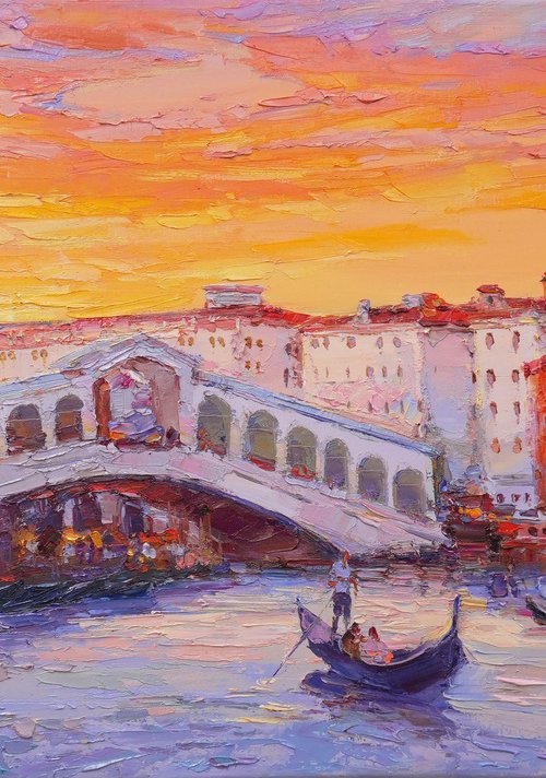 Rialto Bridge. Venice evening by Alisa Onipchenko-Cherniakovska