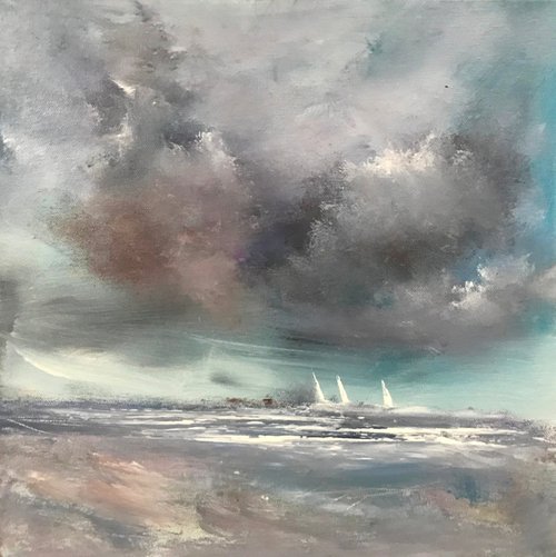 White Sails Painted Skies 5 by Maxine Anne  Martin