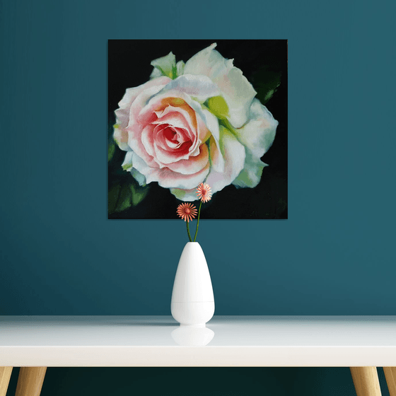 "Young beauty"  rose flower macro  original painting  GIFT (2018)