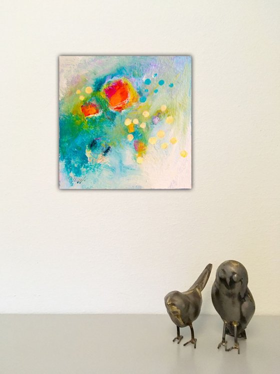 Happy square #10 - Original small artwork - Ready to hang