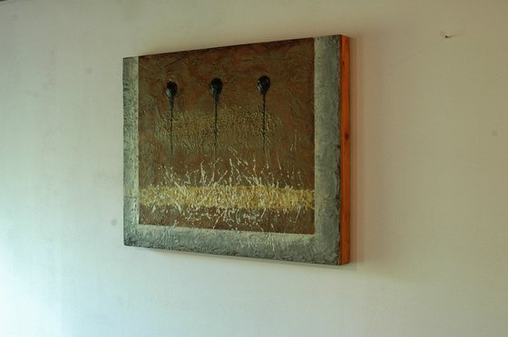 "Triple Invention". Encaustic.