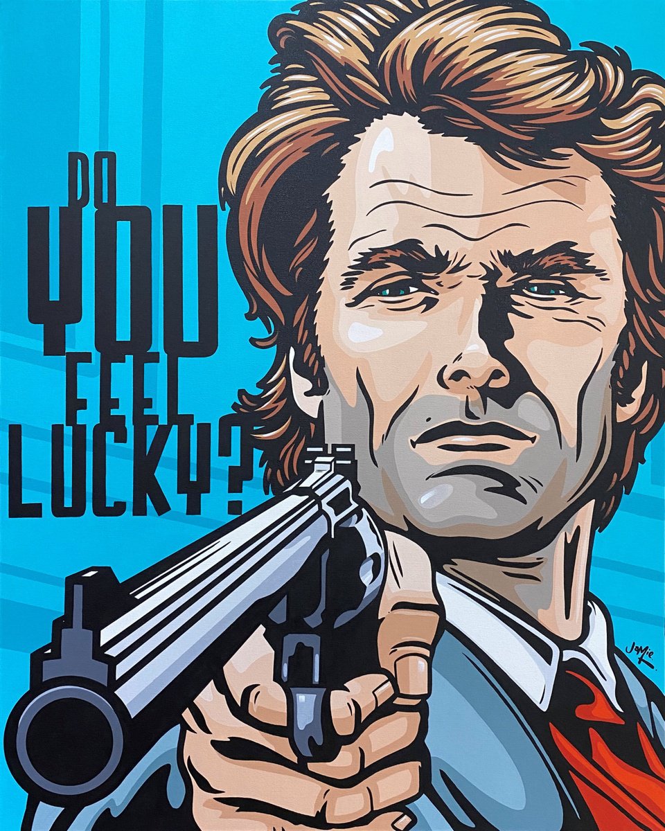 Urban And Pop Portrait Acrylic Painting By Jamie Lee, 31 X 39, Dirty Harry, Original Artwork