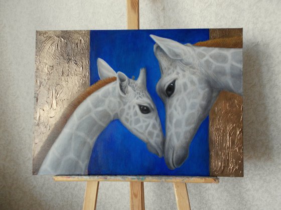 animal painting "White Giraffes"
