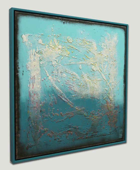 Blue Lagoon Small - Incl. blue frame - 75x75 cm - Ronald Hunter - 52J