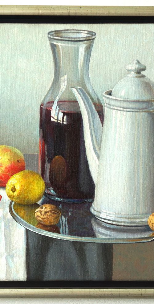 Still life with white porcelain pot by Sergej Sologub