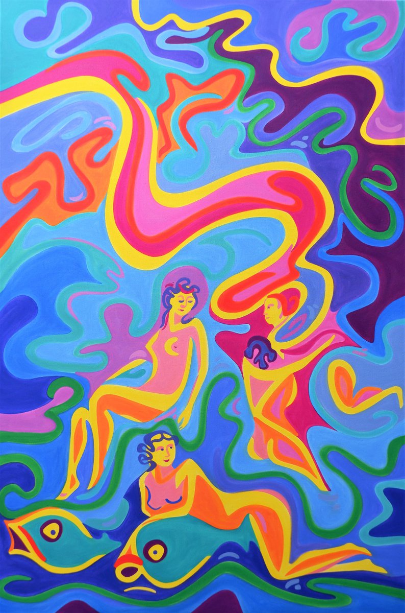 Organic Landscape Oil Painting By Van Lanigh, 31 X 47", The Triumph Of Venus, Original Artwork