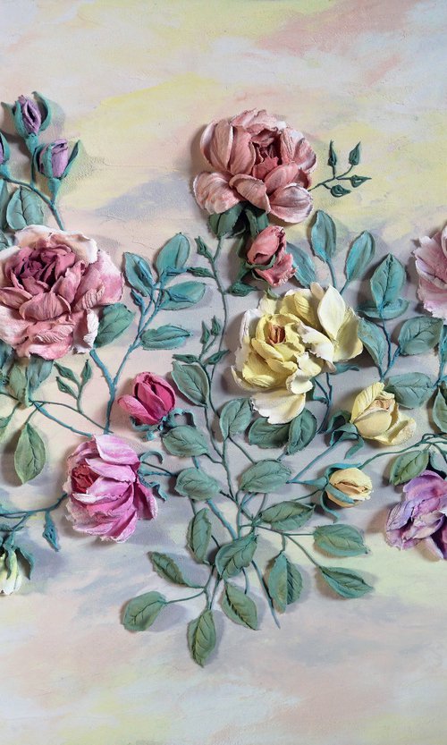 Bouquet of roses - 3d still life with a bouquet of flowers 100x70x7 cm by Irina Stepanova