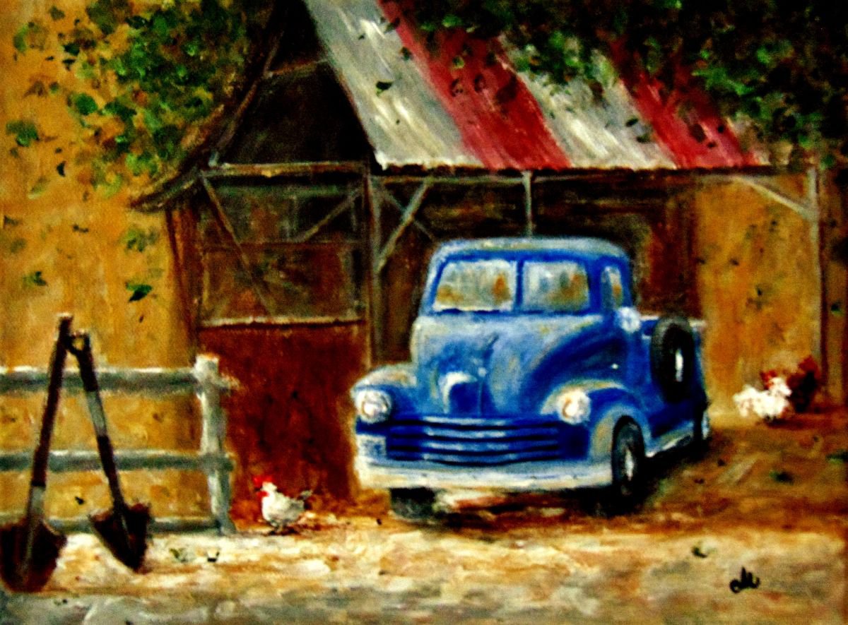 Impressionistic Landscape Acrylic Painting By Cristina Mihailescu, 12 X 9, Old Timers.. (2), Original Artwork