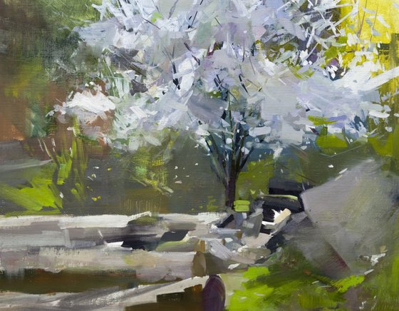 Spring landscape art