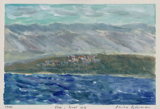 Island – Otok 2016, acrylic on paper, 20 x 28,9 cm
